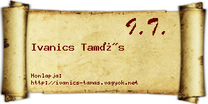 Ivanics Tamás névjegykártya